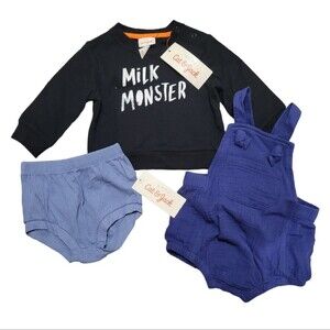 Cat & Jack Baby Boy Clothing Bundle 0-3 & 3-6 Months Milk Monster
